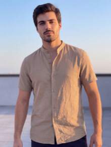 Men Shirts - 卡其色 - 查看 4