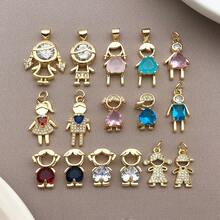 1pc Crystal Boy Girl Charms Multicolor Cubic Zirconia Family Couple Pendants For DIY Fashion Jewelry Handmade Parent Memory Necklace Bracelet - Multicolor - View 8