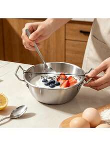 Brushed Stainless Steel Mixing Bowl, Double-Sided Handles, Rivet-Reinforced Flat Bottom Prep Bowl, Anti-Splash Metal Bowl, Suitable For Beating Eggs, Making Sauces, Mixing Salads, Serving Fruit And Yogurt - View 12