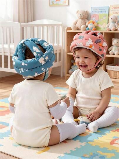 1 buah Helm Bayi untuk Merangkak & Berjalan, Penutup Pelindung Kepala Bayi yang Lembut, Dapat Diatur, Bernapas, dan Anti Keringat, Cocok untuk Tahap Merangkak dan Berjalan