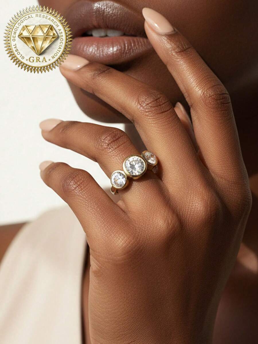 1pc Women's Engagement Ring, Three Lifetimes Round Ring, 4g S925 Sterling Silver, 4 Carat Moissanite, Bohemian Court Style, Engagement Proposal Wedding Anniversary Valentine's Day Gift, Comes With Moissanite Certificate And Exquisite Gift Box Packaging