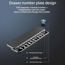 1pc Temporary Parking Plate, Hidden Movable Car Plate, Car Dashboard Plate - Made Of Durable Aluminum Alloy Material, Suitable For Vehicle Dashboard Decoration - A - View 5