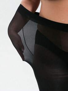 2 Pairs Plus Size Women's Classic Opaque Pantyhose, Elastic Solid Color Tights, Cozy - Multicolor - View 2