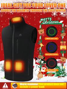 Winter Heated Vest, 9 Heating Zones, Warm Vest, Unisex, Heated Jacket, Heated Vest, Warm Clothing, Camping, Outdoor Camping (Power Bank Not Included) - Black - View 3