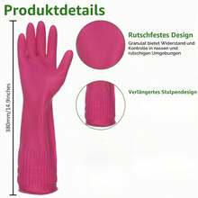 3 Pairs Long Rubber Gloves, Reusable And Waterproof, Applied For Kitchen Chores, Dish Washing, Laundry, Bathroom Cleaning And Car Cleaning, Medium Size - 3pcs - View 2