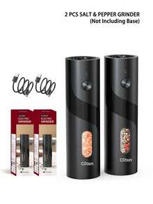 Rechargeable Automatic Electric Salt And Pepper Grinder, One-Hand Operation LED Light Spice Mill, Electronic Spice Shaker, 3 Options Available: 1pc Grinder / 2pcs Grinder Set / 2pcs Grinder With Charging Base, Suitable For Kitchen, Dining And BBQ - Multicolor - View 15