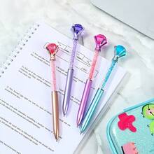 10pcs Random Creative Large Diamond Ballpoint Pens, 1.0mm Tip, Black Ink, Suitable For Weddings, Offices And Holiday Celebrations. Neutral Writing Pens, Office Supplies, Back To School Gifts - Multicolor - View 11