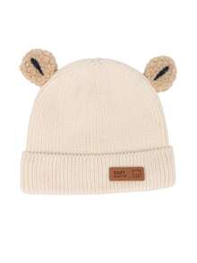 1pc Bear Ear Crochet Hat For Kids, Toddler Autumn/Winter Daily Warm & Cold-Proof Beanie - Multicolor - View 3