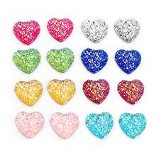 40pcs 10mm/12mm Flat Back Heart-Shaped Resin Inlaid Stones, Multi-Color Crystal Cluster Natural Stone Convex Surface DIY Jewelry Making Accessories - Heart - View 7