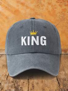 MAKEFGE 1件中性戶外休閒時尚字母刺繡皇冠 KING 水洗防曬可調尺寸軟頂棒球帽，適合日常配戴 - B型 - 查看 20