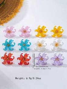 1 Pair/6 Pairs Colorful Flower Earrings Set, Niche Exaggerated Lily Large Flower Ear Accessories, Beach Vacation Vibe - Flower Earrings - View 2