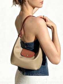 Fashionable Convertible Women's Mini Nylon Crescent Dumpling Bag, Lightweight Shoulder Wallet, Double Strap Crossbody Bag, Nylon Shoulder Bag - Khaki - View 4