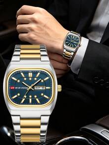 Jam Tangan Bisnis Fashion Pria VA VA VOOM, Dengan Fungsi Tanggal dan Hari dalam Seminggu, Layar Bercahaya, Kemasan Kotak Hadiah Elegan, Hadiah Sempurna untuk Pria - Satu-Ukuran - View 2