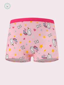 Random 5Pcs Girls Big Tween Girl Panties Cute Cartoon Animal Print Elastic Breathable Comfortable Girls Boxer Briefs - Multicolor - View 7