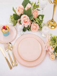 50/20/10pcs Transparent Gold Rim Plates, 7.5 Inch/10.25 Inch Reusable Plates, Food Trays, Fruit And Snack Plates, Dessert And Salad Plates, Multi-Functional Tableware Suitable For Parties, Weddings, Birthdays, Picnics, Holiday Events, Easy To Clean - View 7