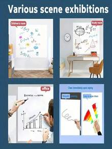 1 Roll Removable Whiteboard Wallpaper, Suitable For Walls, Doors, Glass, Easy To Peel Off Without Residue, Space-Saving, Suitable For Home, Office, Classroom, Whiteboard Sticker For Presentations And Lessons - Multicolor - View 5