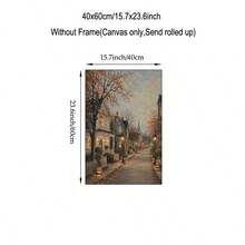 1pc Vintage Halloween Canvas Wall Art Autumn Village Oil Painting Print Pumpkin Street Streetlight Cottage Cozy Fall Aesthetic Wall Decor Canvas Poster Living Room Unframed/ Framed/Wooden Hanging - Pattern - View 16