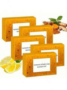 1/3/6pcs Turmeric Ginger Granule Cold Process Handmade Soap, Lemon Scented Cleansing Soap, Gentle Face And Body Wash Soap, Suitable For Daily Home Use - Lemon - View 2