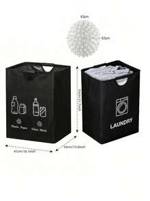 Large Capacity Recycling Bin Bag, Foldable Waste Sorting Basket, Durable Storage Hamper For Kitchen, Bedroom, Home - Multicolor - View 14