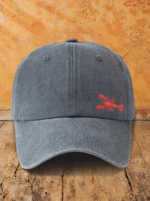 1pc Unisex Lobster Print Adjustable Size Sun Protection Fashion Casual Outdoor Vintage Distressed Washed Baseball Cap Dad Hat Suitable For Daily Wear - Style B - View 16