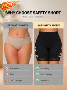 2pcs Plus Size Women Safety Shorts, Prevent Thigh Chafing - Multicolor - View 4