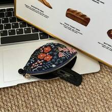 Embroidered Bluetooth Earphone Protective Case, Lipstick Makeup Bag, Travel Keychain Pouch, Coin Purse Earphone Bag, With Hanging Loop - Multicolor - View 24