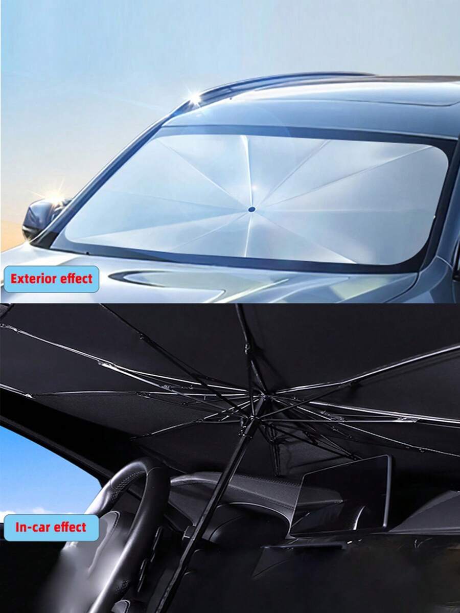1pc Car Windshield Sunshade - Protect Your Car Interior From Summer Sunlight - Windshield Protection And Sun Visor Accessory - Multicolor - View 1
