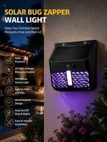 Solar Bug Zapper Wall Light, 800mAh UV Mosquito Killer Lamp, IP44 Waterproof Motion Sensor Outdoor Light For Patio Garden RV Backyard Fly Insect Trap - A - View 5