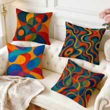 4pcs/1pc Vintage Geometric Abstract Pattern Pillow Covers, Single-Sided Printed Pillow Covers, Suitable For Living Room Bedroom Home Decor, All-Season Pillow Covers - Multicolor - View 10
