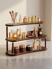 Three-Tier Wooden Shelving Unit, Desktop Cosmetics Organizer, Beauty And Skincare Product Display Rack, Multifunctional Countertop Organizer, Suitable For The Kitchen, Bedroom, Bathroom, And Home Organization, Freestanding Shelving Unit - Multicolor - View 3