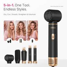 UKLISS 5-In-1 Multifunctional Hair Dryer, 5 Detachable Interchangeable Heads, 3 Temperature Settings, Wavy Curls, Back To School, Travel, Home Use - Multicolor - View 4