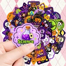 50pcs Kids Halloween Incentive Stickers, Cute Cartoon Skeleton Witch Mummy Good Behavior Reward Stickers - Multicolor - View 3