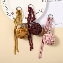 New PU Mini Bag Charm, Versatile Handmade Woven Ball Keychain, Women's Bag Accessory Pendant - Multicolor - View 4