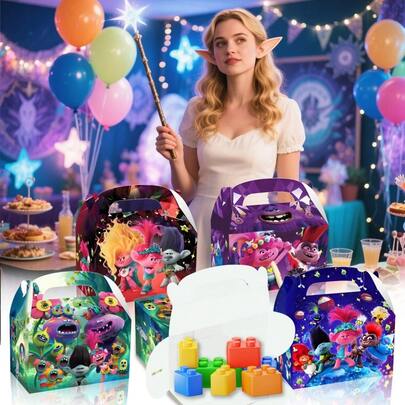 36pcs Cartoon Anime Character Cute Paper Gift Bags, Comes With Matching Stickers, Anime Character Cartoon Party Favor Bags, Children Girls Birthday Candy Snack Packaging Bags; Birthday Theme Party Decoration Supplies, Suitable For Baby Shower, Halloween, Back To School, K-Pop Fan Concert, Music Festival, Cosplay Party, Pajama Party, Outdoor Picnic, Holiday Celebration; Portable Cartoon Storage Bags, Can Hold Small Gifts, Candy, Mini Toys, Stationery, As Party Favor Gift Bags