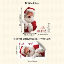 1pc Christmas Window Sticker - Santa Claus "Hello Kids" Text Design, Removable Static Cling, Holiday Home Decor, Christmas Santa Sticker Without Damaging Glass, Halloween Christmas Home Window Decoration, Easy To Apply, Beautiful Sticker - Peeking Santa Claus - View 2