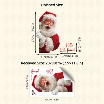 1pc Christmas Window Sticker - Santa Claus "Hello Kids" Text Design, Removable Static Cling, Holiday Home Decor, Christmas Santa Sticker Without Damaging Glass, Halloween Christmas Home Window Decoration, Easy To Apply, Beautiful Sticker