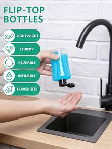 6pcs/1pc Transparent Flip Top Dispenser Bottles, Leak-Proof Squeeze Shampoo & Lotion Containers, Refillable Cosmetic Bottles, Travel Essential - Multicolor - View 5