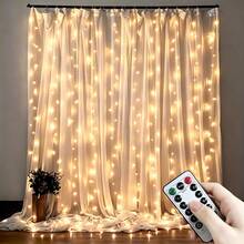 1 Set Bedroom Fairy Curtain Lights, Christmas String Lights With 8 Modes USB Plug, Wall-Mounted Flashing Lights With Remote Control, For Indoor Wedding Party Backdrop Christmas Decoration - USB Curtain Light - View 23