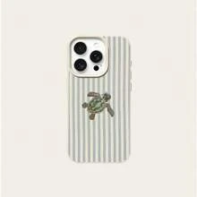1pc TPU Bow Turtle Pattern Phone Case Compatible With IPhone 17 Pro Max/17/16 Pro Max/15/13/12/11/ S20 FE/A15/S24/A55/ Note 11/Note 12/Note 13 Pro Full Coverage Anti-Drop Soft Shell Protective Cover - White - View 5