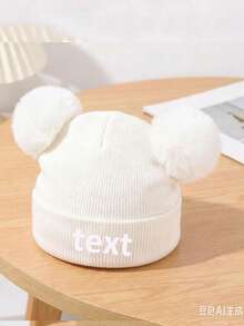 1pc Personalized Name Winter Knit Hat, Customized Newborn Baby Toddler Children Pom Pom Knit Hat, Personalized Name Knit Hat, Ideal Gift - Multicolor - View 15