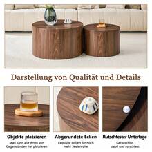 Set Of 2 Round Coffee Tables With Storage Space, Nesting Table Wood Look MDF, Approx. 62.8cm/44cm Diameter, Living Room Side Table With Removable Lid &Amp; Cavity, 62.8 X 62.8 X 35 Cm - Brown - View 8