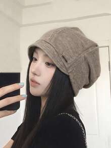 1pc Women's Solid Color Pattern Sewn Label Warm Knitted Beanie, Suitable For Outdoor Activities, Street Style, Daily Wear - Multicolor - View 7