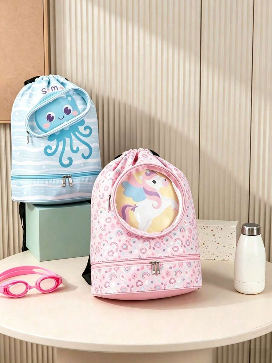 Tas Renang Kartun: Ransel Kebugaran Premium Multifungsi. Tas Bahu Perlengkapan Mandi Portabel Kapasitas Besar, Cocok Untuk Berenang, Gym, dan Penyimpanan Terpisah Kering-Basah di Luar Ruangan. - MultiWarna - View 1