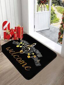 1pc Christmas Pattern Flannel Rectangular Minimalist Design Soft Touch Washable Doormat, Soft And Comfortable Decorative Carpet Mat, Suitable For Kitchen, Bathroom, Dining Room, Hallway, Ideal For Parties, Gatherings, Holidays, All Seasons, Can Be Used For Yard Decoration, Home Decor, Room Decoration, Create Holiday Atmosphere, Christmas Party Surprise Gift - Multicolor - View 6