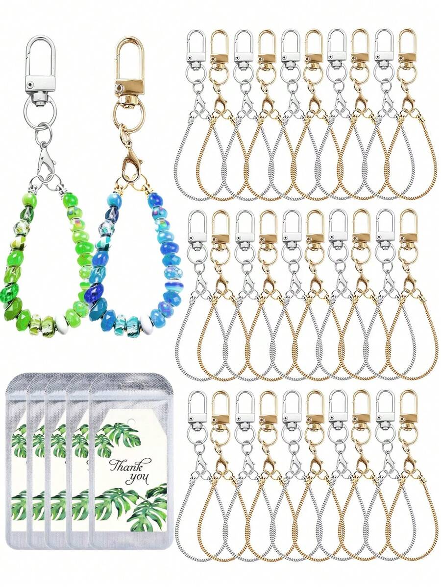 Set Gantungan Kunci Mini 48 Buah dengan Jepitan Lobster dan Rantai Penghubung Kepala Ganda, Karton, Tas Kemasan, Gantungan Kunci DIY, Aksesoris Gantungan Kunci untuk Festival Musik, Kembali ke Sekolah, Hadiah Ulang Tahun - Kit aksesori gantungan kunci - View 1
