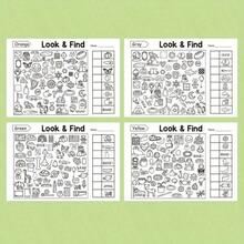 1 Pc Kids Concentration & Coloring Books, 32 Pages Per Book. Search For Matching Patterns And Color Them Properly. Cultivate Kids' Observation Ability & Imagination. [Styles And Packages Are Shipped At Random - Multicolor - View 1