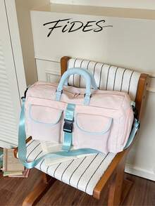 1pc New Large Capacity Travel Bag, Short Trip Luggage Bag, Fitness Bag, Sporty Casual Women's Bag, Maternity Hospital Bag, Vacation Bag, Waterproof Casual Bag, Carry-On With Independent Shoe Compartment - Pink - View 8
