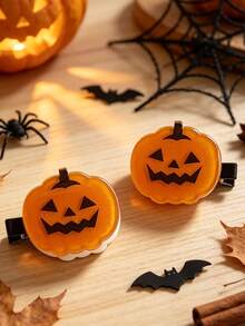 Halloween Acrylic Shark Catch Clip, Funny Pumpkin Ghost-Shaped Hair Clips, Ladies' Dark Wind Holiday Party Hair Tresses Catch Clip. - Multicolor - View 7