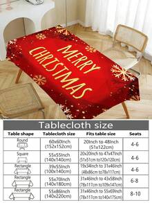 1pc Christmas Series Pattern Printed Tablecloth, Modern Style Polyester Fiber Rectangular Round Waterproof Tablecloth, Digital Printed Tablecloth Suitable For Living Room Home Use, Outdoor Dining Table, Small Round Table - Multicolor - View 3