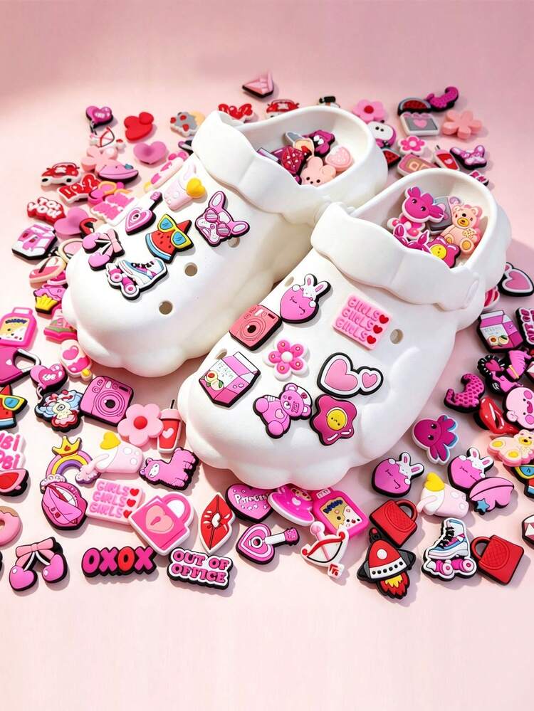 This Shoe Decoration Set, With 30/100 Pieces, Can Be Used To Decorate Shoes, Create Craft Accessories, Etc - Pink - View 2